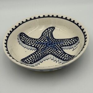Diane Come Dream With Me Starfish Stoneware Pasta Bowl Blue White Coastal 2001